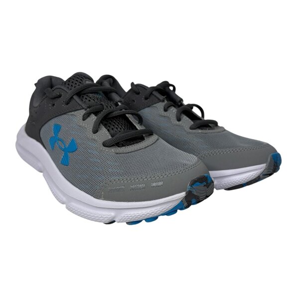 Under Armour Charged Assert 10 Sneakers Boys Size Y6 Blue Gray New - Picture 1 of 9